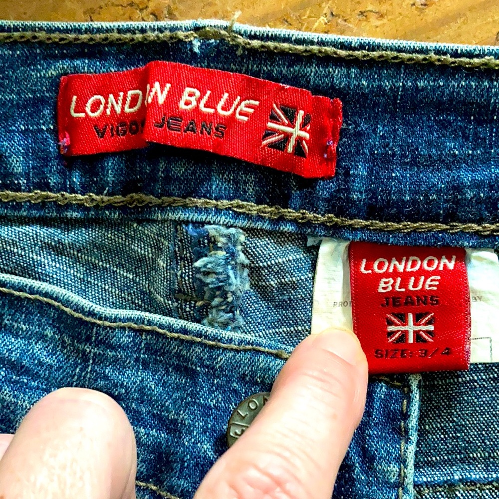 Y2K RARE Vintage pieced diagonally sewn jeans with stretch fits like size 4 - 6 - Picture 3 of 7